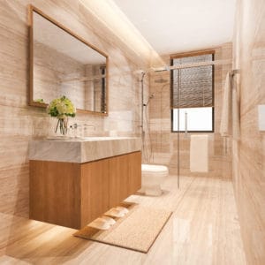 3d rendering modern design and marble tile toilet and bathroom