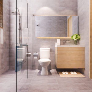 3d rendering modern design and marble tile toilet and bathroom
