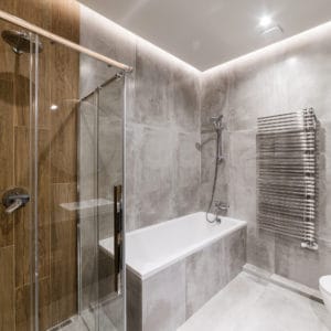 Stylish, new, clean bathroom in the house